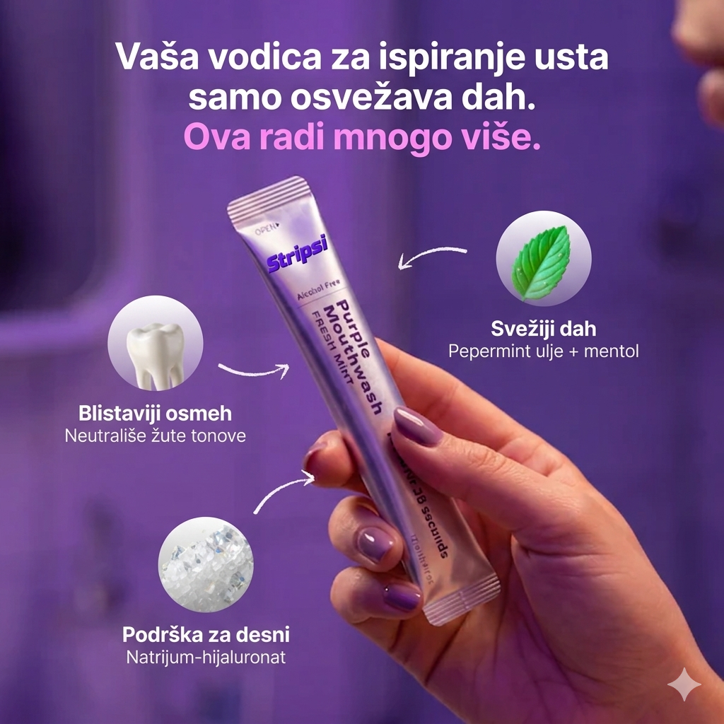 Stripsi tečnost u kesici za instant izbeljivanje zuba