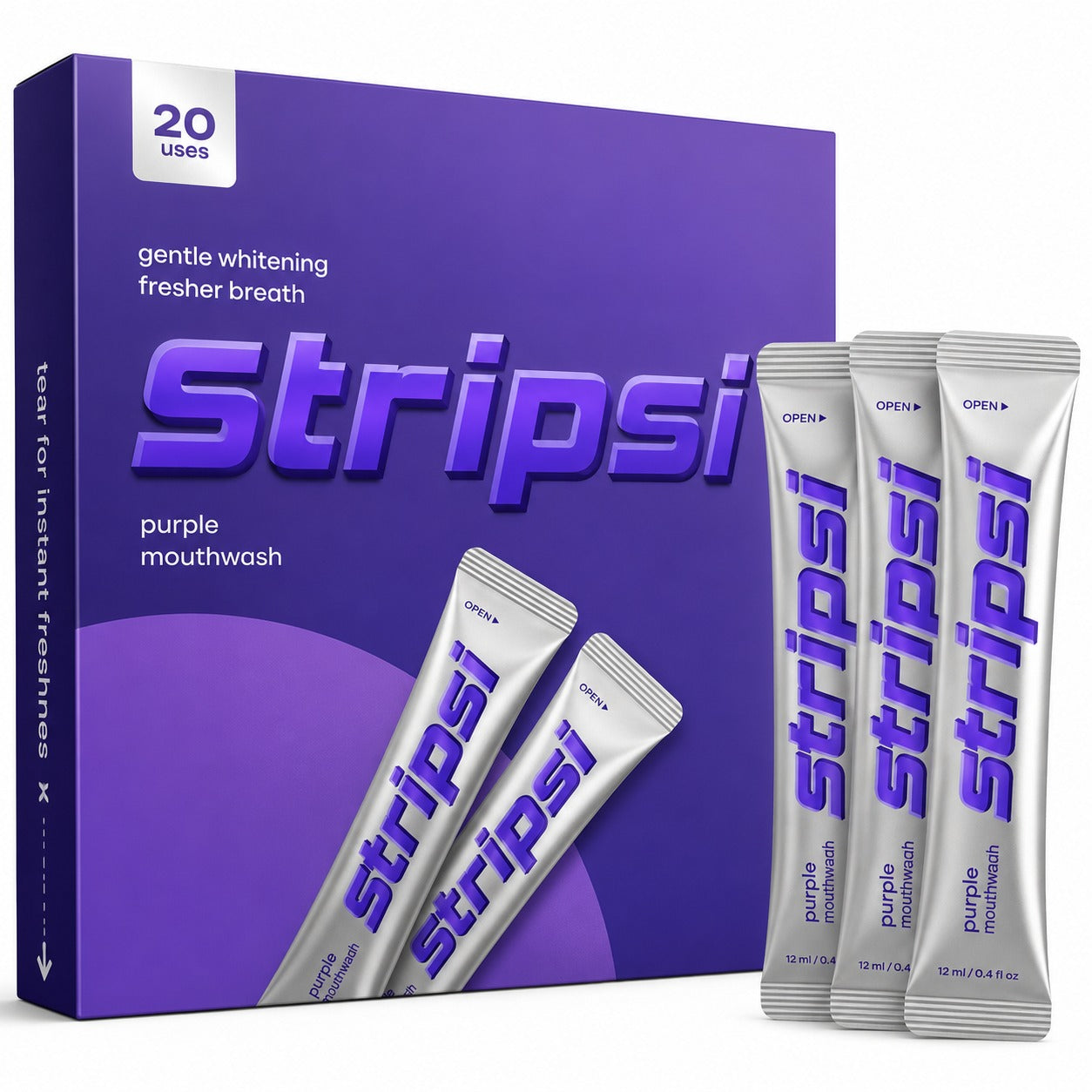 Stripsi tečnost u kesici za instant izbeljivanje zuba